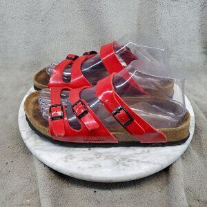 Birkenstock Shoes Womens EU 37 US 6-6.5 Red Leather Birkis Florida Sandals *Read